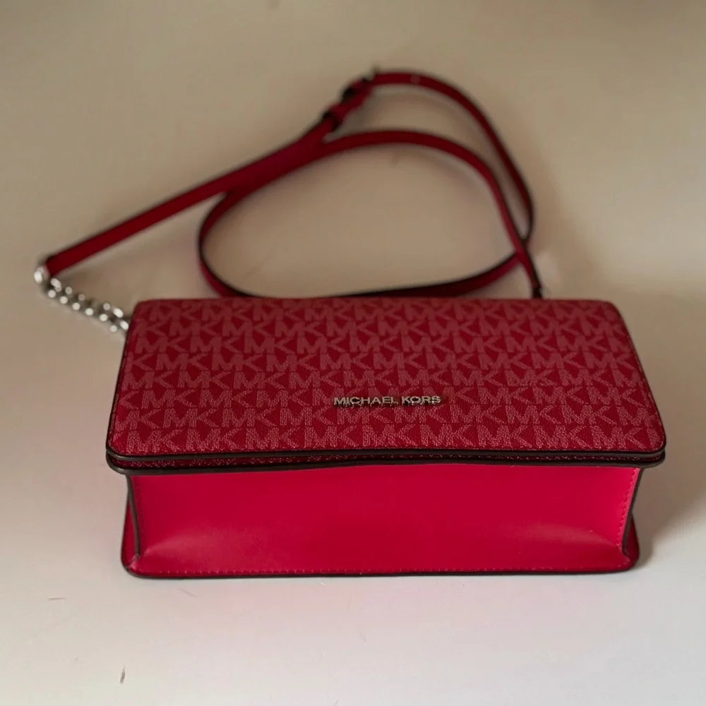 Michael Kors Jet Set Travel MD Shoulder Flap Crossbody Bag MK Dark Raspberry - Picture 10 of 16